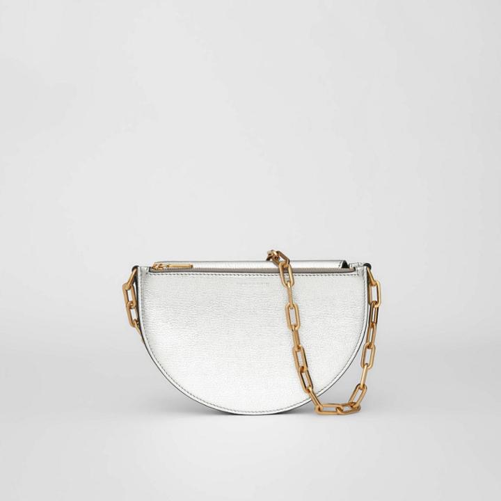 Burberry Burberry The Small Metallic Leather D Bag, Grey