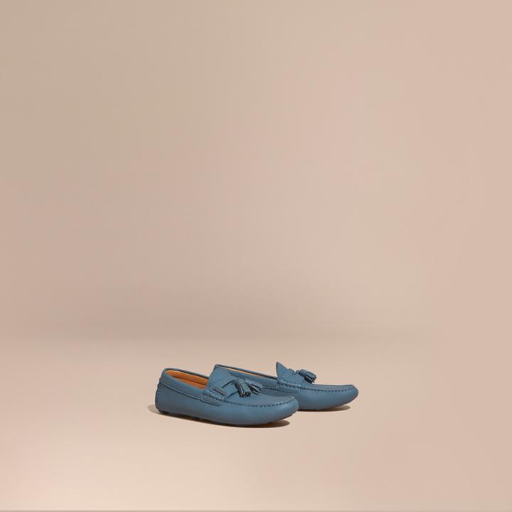Burberry Burberry Tasselled Grainy Leather Loafers, Size: 40, Blue