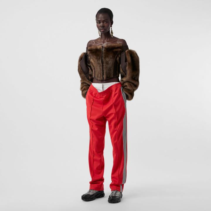 Burberry Burberry Stripe Detail Double-waist Jersey Trackpants, Size: 00, Bright Red