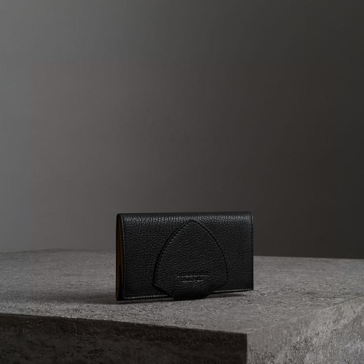 Burberry Burberry Equestrian Shield Two-tone Leather Continental Wallet, Black