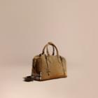 Burberry Burberry Textured Suede And House Check Detail Holdall, Green