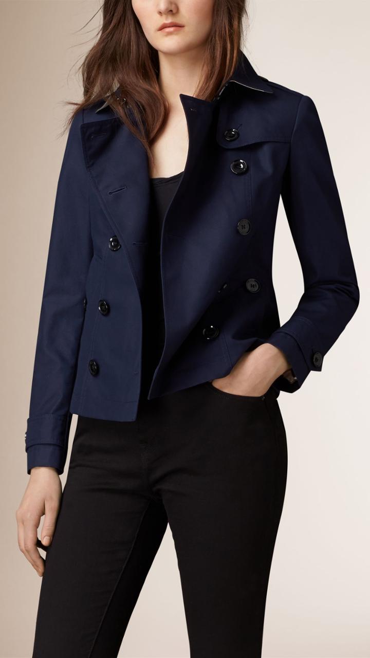 Burberry Burberry Cotton Poplin Trench Jacket, Size: 08, Blue