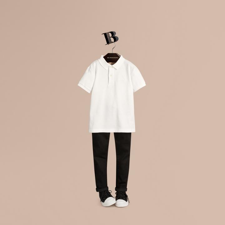 Burberry Burberry Check Placket Polo Shirt, Size: 14y, White