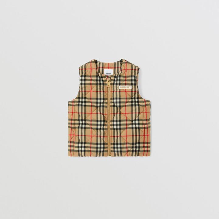 Burberry Burberry Childrens Logo Appliqu Check Diamond Quilted Gilet, Size: 10y