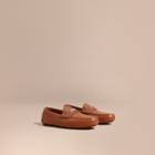 Burberry Burberry Leather Loafers With Engraved Check Detail, Size: 43, Brown