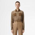 Burberry Burberry Two-tone Monogram Print Silk Shirt, Size: 00, Beige
