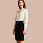 Burberry Burberry Stretch Technical Cotton Military Skirt, Size: Xs, Black