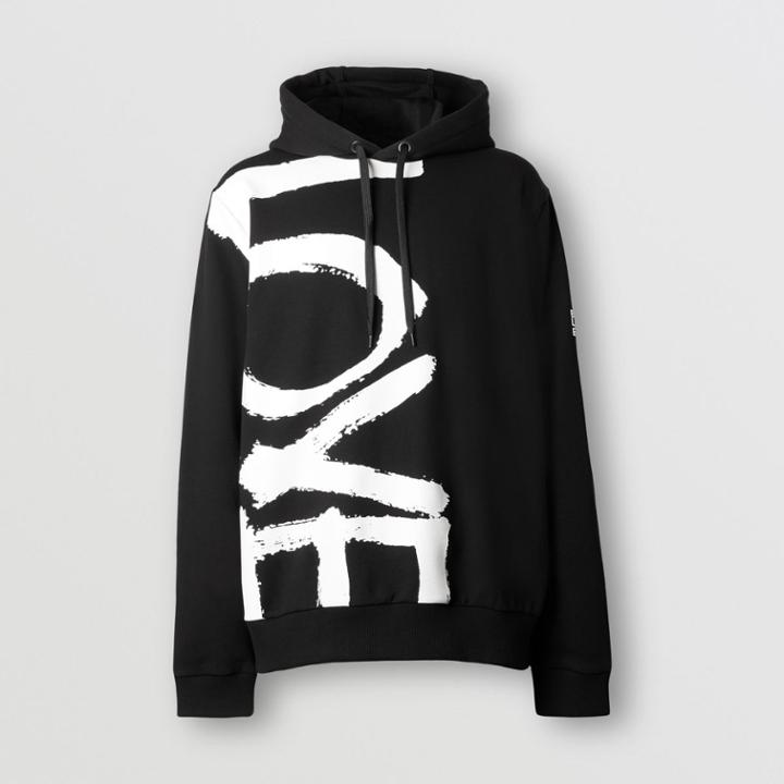 Burberry Burberry Love Print Cotton Hoodie, Size: M, Black