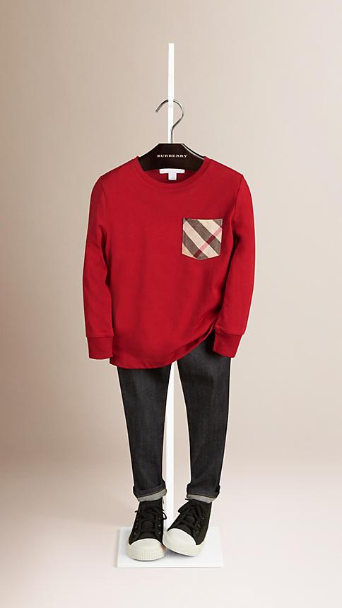 Burberry Check Pocket Long-sleeved T-shirt
