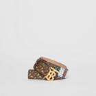Burberry Burberry Monogram Stripe E-canvas And Leather Belt, Brown