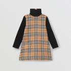 Burberry Burberry Childrens Vintage Check Wool Funnel Neck Dress, Size: 14y, Beige