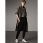 Burberry Burberry Check Detail Wool Cashmere Sweatpants, Size: Xl, Black