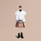 Burberry Burberry Pleated Check Cotton Skirt, Size: 14y, Beige