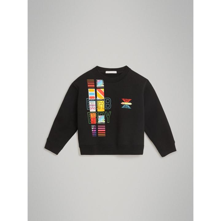 Burberry Burberry Logo Print Jersey Sweatshirt, Size: 14y, Black