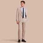 Burberry Burberry Modern Fit Cotton Linen Striped Shirt, Size: 17, Blue