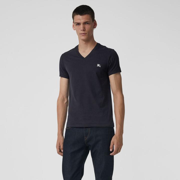 Burberry Burberry Cotton Jersey V-neck T-shirt, Size: Xxl, Blue