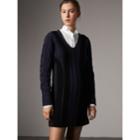 Burberry Burberry Cable Knit Wool Cashmere Sweater Dress, Blue