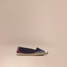 Burberry Burberry Check Jute Cotton Espadrilles, Size: 35, Blue