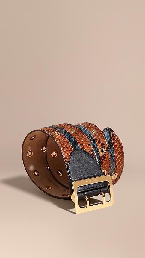 Burberry Striped Snakeskin Waist Belt