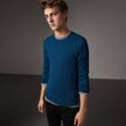 Burberry Burberry Check Jacquard Detail Cashmere Sweater, Size: Xl, Blue