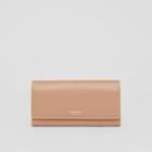 Burberry Burberry Topstitched Two-tone Leather Continental Wallet, Beige