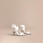 Burberry Burberry Patent Leather Sandals With Buckle And Check Detail, Size: 37.5, White