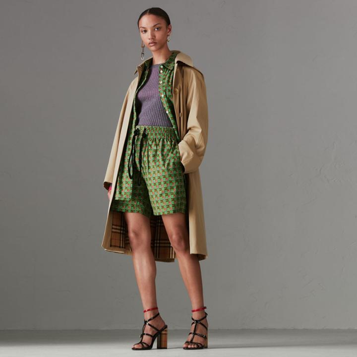 Burberry Burberry Detachable Hood Tropical Gabardine Car Coat, Size: 06, Yellow