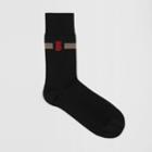 Burberry Burberry Icon Stripe And Monogram Motif Cotton Blend Socks, Black