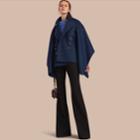 Burberry Burberry Military Button Wool Cashmere Blend Cape, Blue