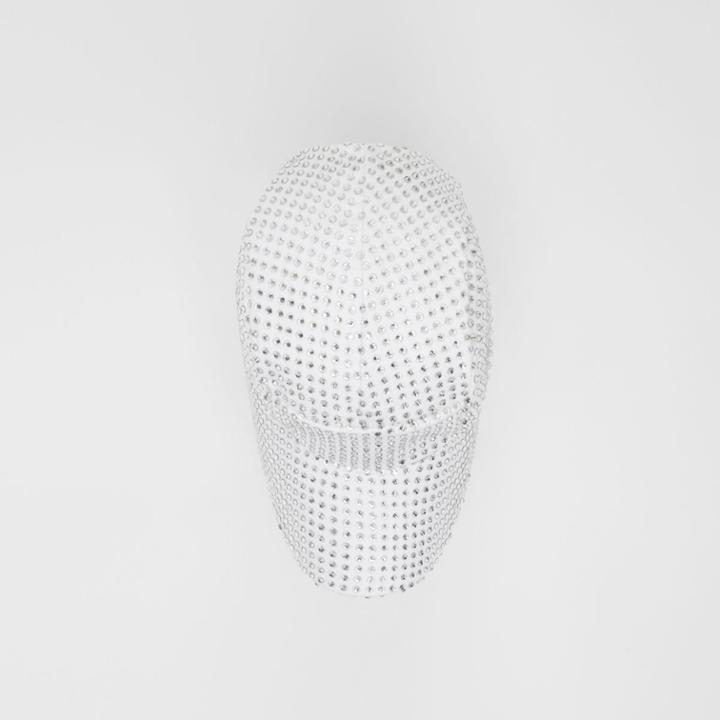 Burberry Burberry Crystal Mesh Detail Cotton Bonnet Cap, White