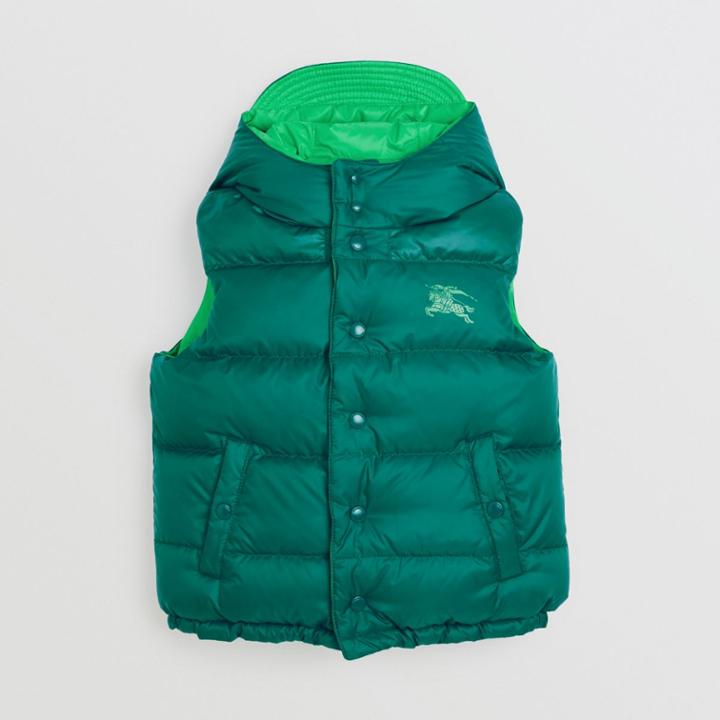Burberry Burberry Childrens Reversible Showerproof Down-filled Hooded Gilet, Size: 10y, Green