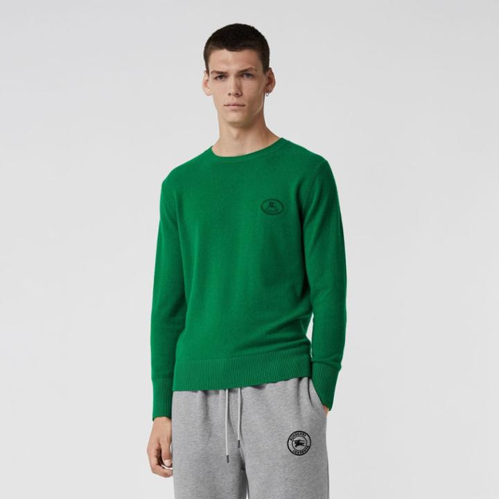 Burberry Burberry Embroidered Archive Logo Cashmere Sweater, Green