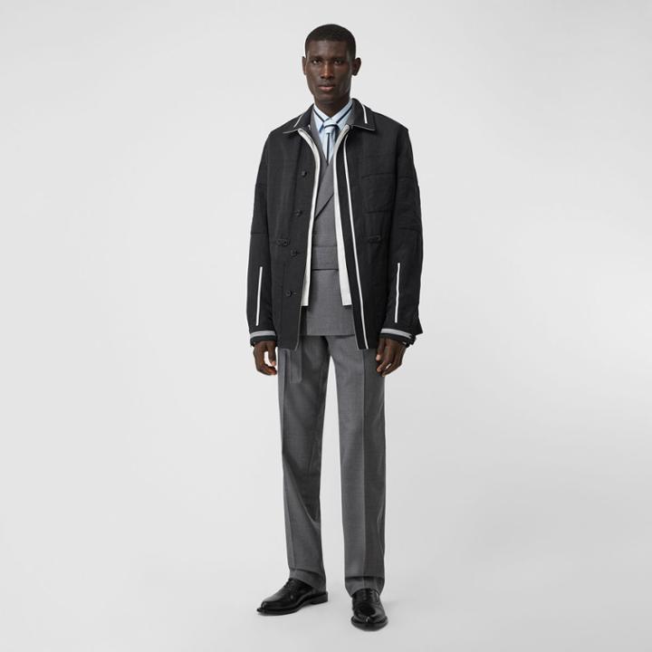 Burberry Burberry Reversible Striped Technical Linen Field Jacket, Size: 36, Black