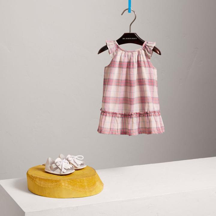 Burberry Burberry Gathered Check Cotton A-line Dress, Size: 3m