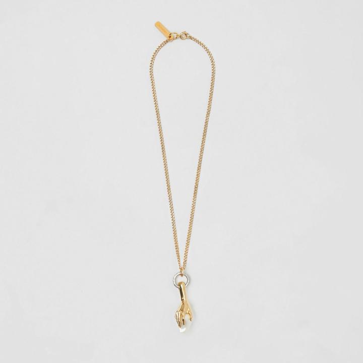 Burberry Burberry Resin Pearl Gold-plated Chain Necklace, Yellow
