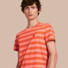 Burberry Burberry Striped Cotton T-shirt, Size: L, Orange