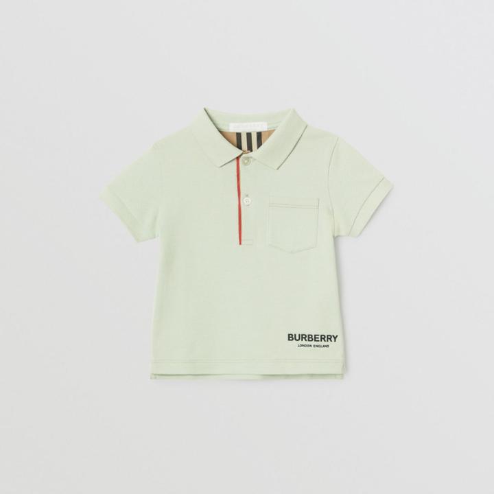 Burberry Burberry Childrens Icon Stripe Placket Cotton Piqu Polo Shirt, Size: 2y, Green