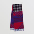 Burberry Burberry Reversible Graphic And Check Wool Cashmere Scarf, Blue