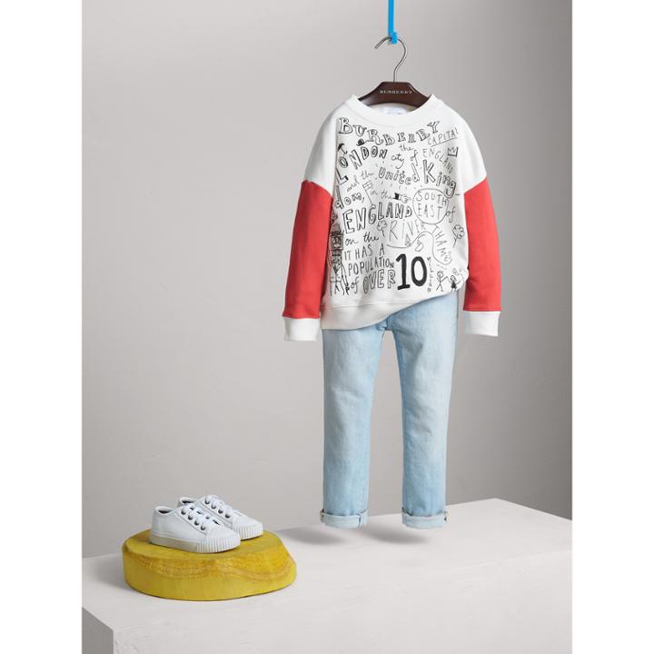 Burberry Burberry London Icons Print Cotton Jersey Sweatshirt, Size: 5y, White