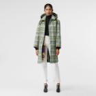 Burberry Burberry Detachable Hood Check Bonded Cotton Car Coat, Size: 00, Green