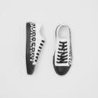 Burberry Burberry Logo Print Two-tone Cotton Gabardine Sneakers, Size: 38, White
