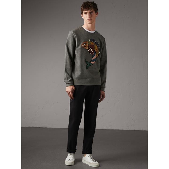 Burberry Burberry Beasts Appliqu Cotton Sweatshirt, Grey