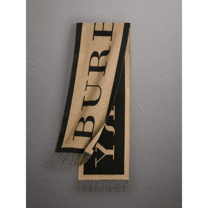 Burberry Burberry Emblem Print Cashmere Scarf, Brown
