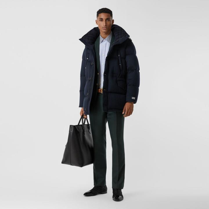 Burberry Burberry Cashmere Hooded Puffer Coat, Blue