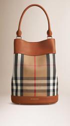 Burberry The Bucket In House Check And Leather