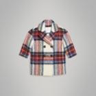 Burberry Burberry Tartan Wool Alpaca Blend Tailored Coat, Size: 14y, White