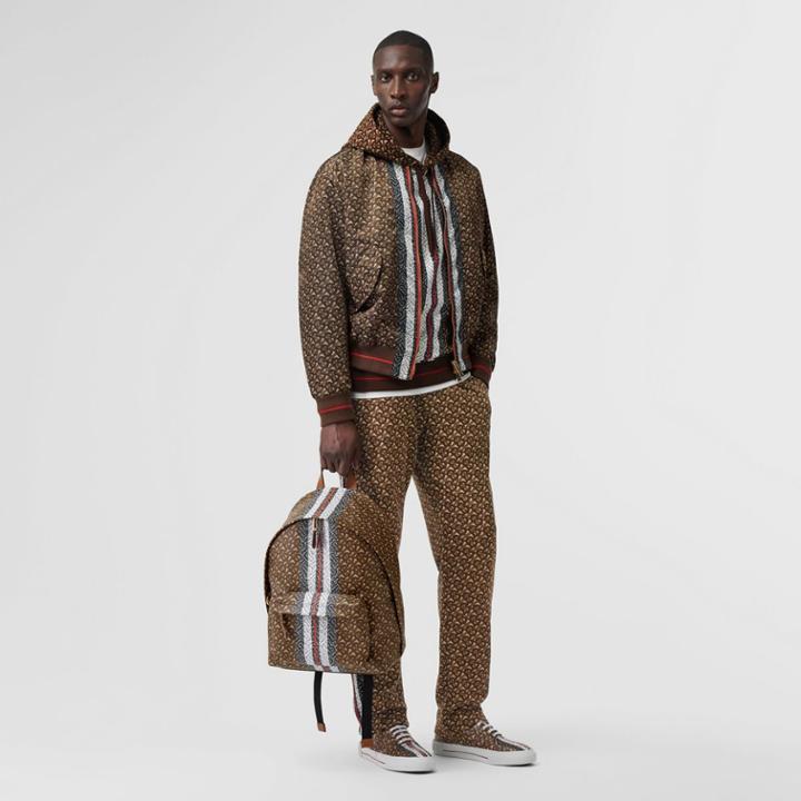 Burberry Burberry Monogram Stripe Print Nylon Bomber Jacket, Size: 36, Bridle Brown