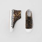 Burberry Burberry Logo Detail Leopard Print High-top Sneakers, Size: 42, Brown