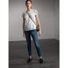 Burberry Burberry Scalloped Cap Sleeve Floral Lace Top, Size: 06, White