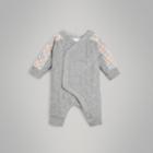 Burberry Burberry Childrens Check Detail Cotton Diamond Quilted Jumpsuit, Size: 12m, Grey